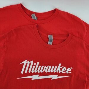 2 Pack Milwaukee Red Tool Work T Shirt Size Large Excel Logo Short Sleeve Cotton